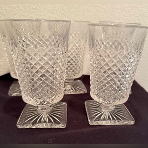 5 Westmoreland Hobnail, square base glasses. England 4.75”